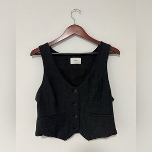 Aritzia Wilfred Wool Dark Charcoal Button Vest